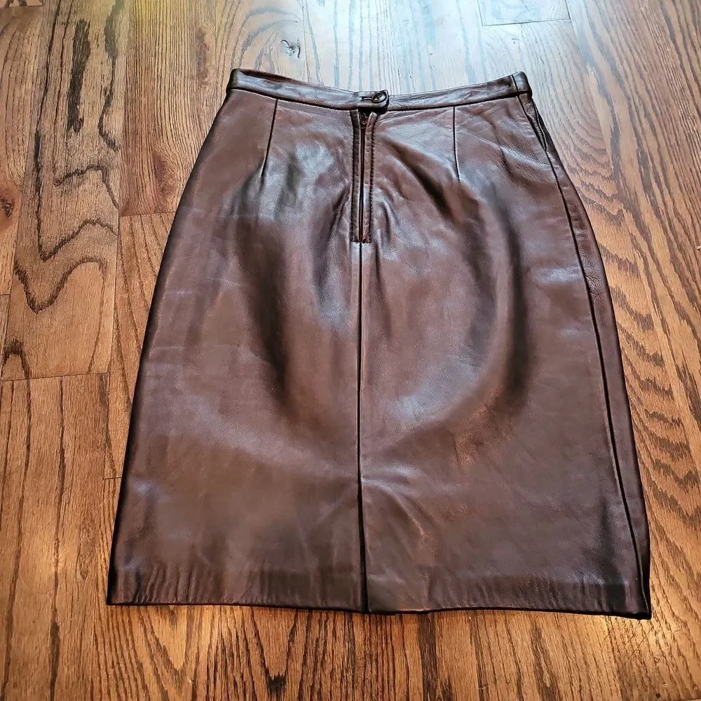 Black North Beach Leather Skirt Size 4 - Picture 2 of 4